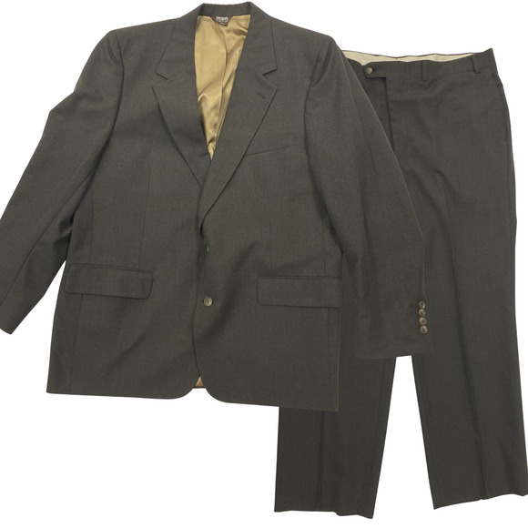 Vintage BILL BLASS Solar Fifty 2pc Men's Suit Brown Jacket 46 Pants 41x29